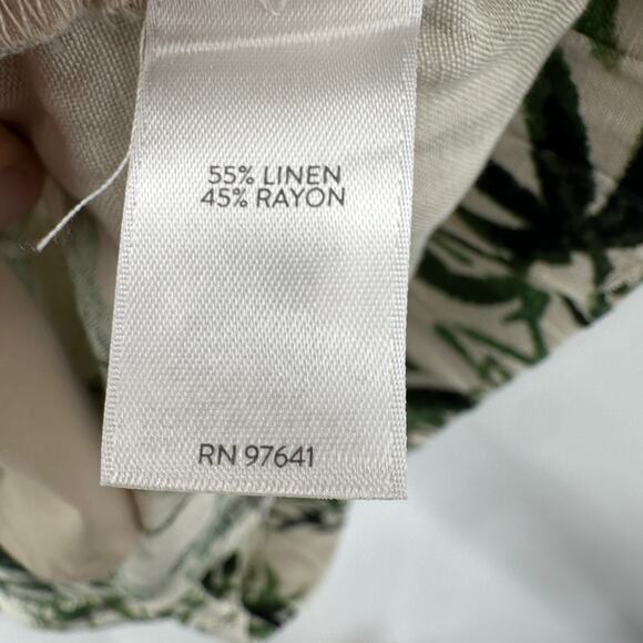 J. JILL Barley Linen Blend Palm Print Wide Leg Culotte Pants // L - Picture 10 of 11